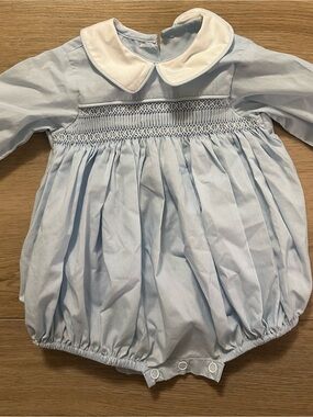 Light Blue Smocked Baby Romper